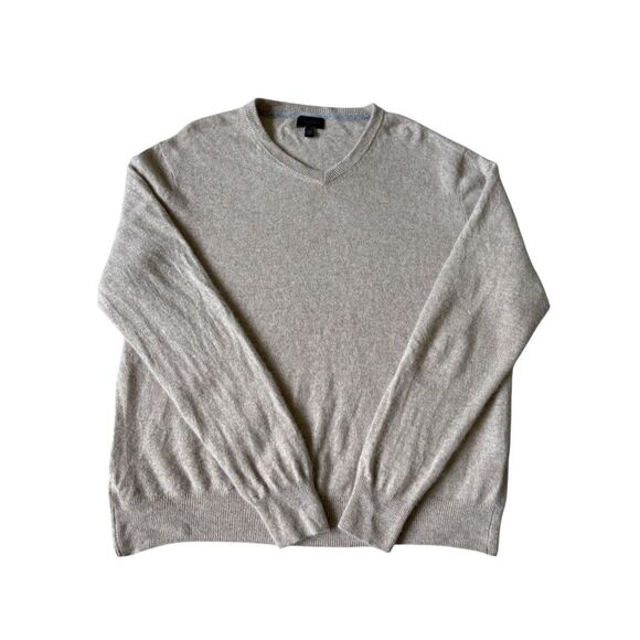 Magaschoni Men’s V-neck Cashmere Sweater XL Tan Pullover - Picture 1 of 7